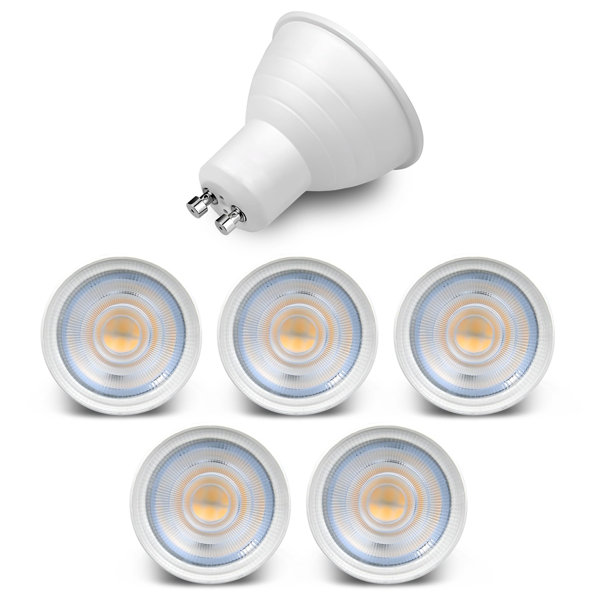 LEDSone Pack 5 | GU10 LED Spotlight Bulb, 2700K Warm White, 50° Beam, 550lm Non-Dimmable Energy-Saving Light for Indoor Use:Kitchen, Living Room, Bedroom