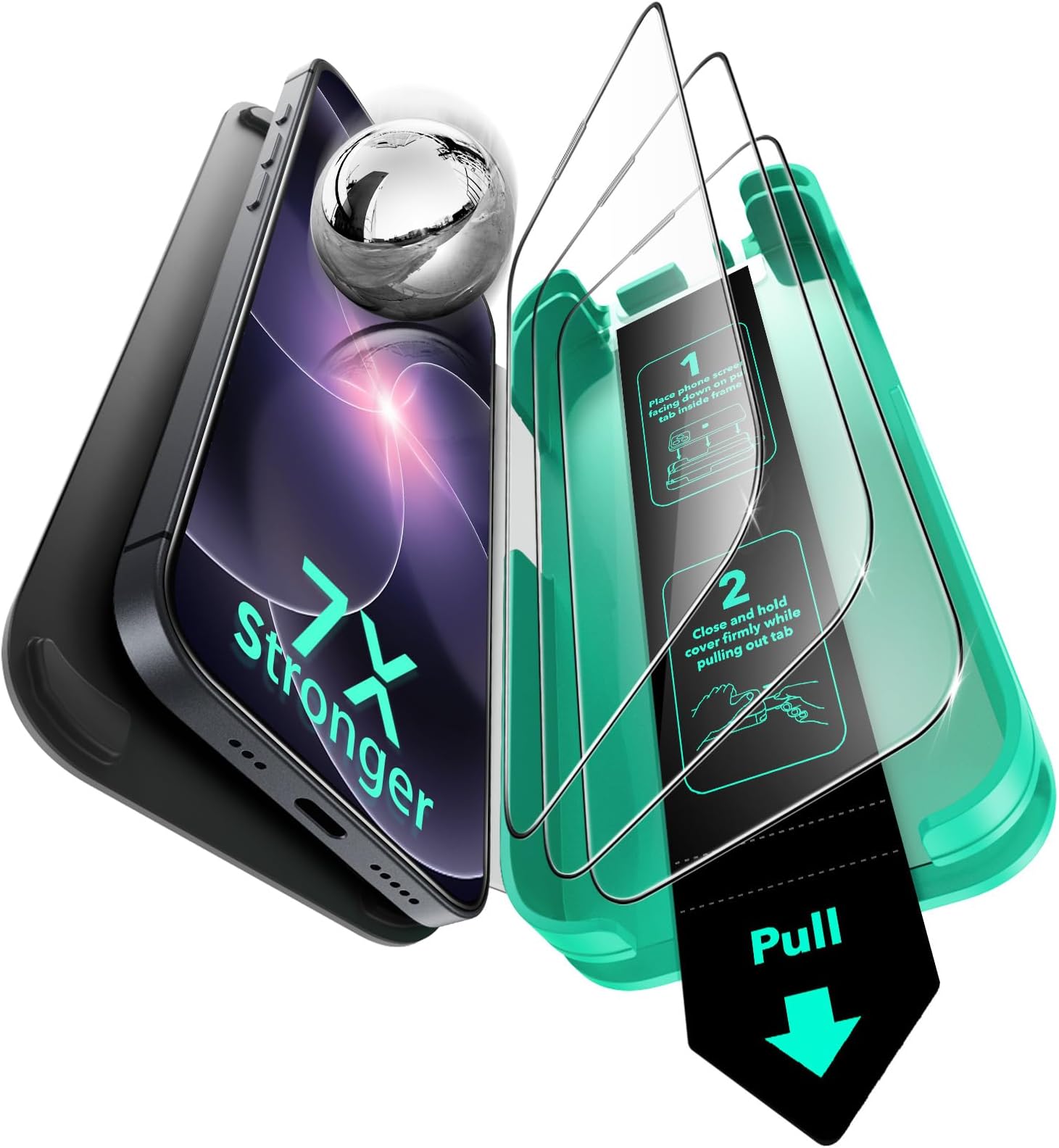 ESR 3 Pack 9H+ Glass for iPhone 17e/iPhone 16e/iPhone 14/iPhone 13/13 Pro Screen Protector, [Military Grade Shatterproof, Armorite Ultra-tough Full Coverage Tempered Glass with UltraFit Tray