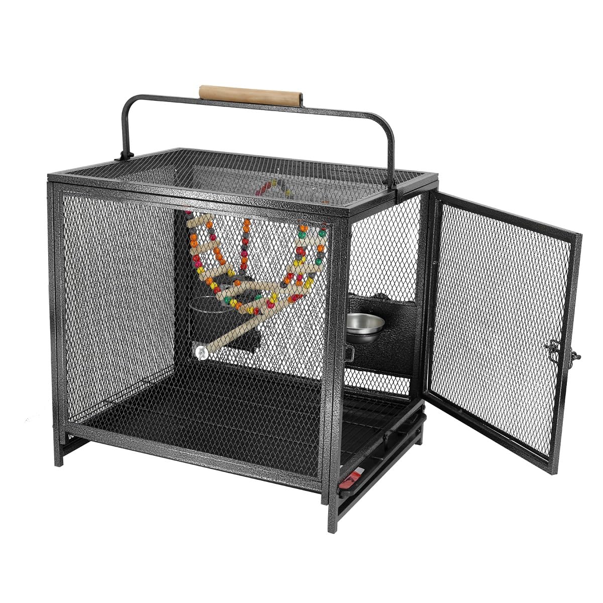 BingoPaw Flight Parrot Bird Cage: Bird Cage Playpen Travel Carrier Cage with Hammock Toy and Perch, Removable Tray, Stainless Steel Bowl for Parrot Parakeet Lovebirds