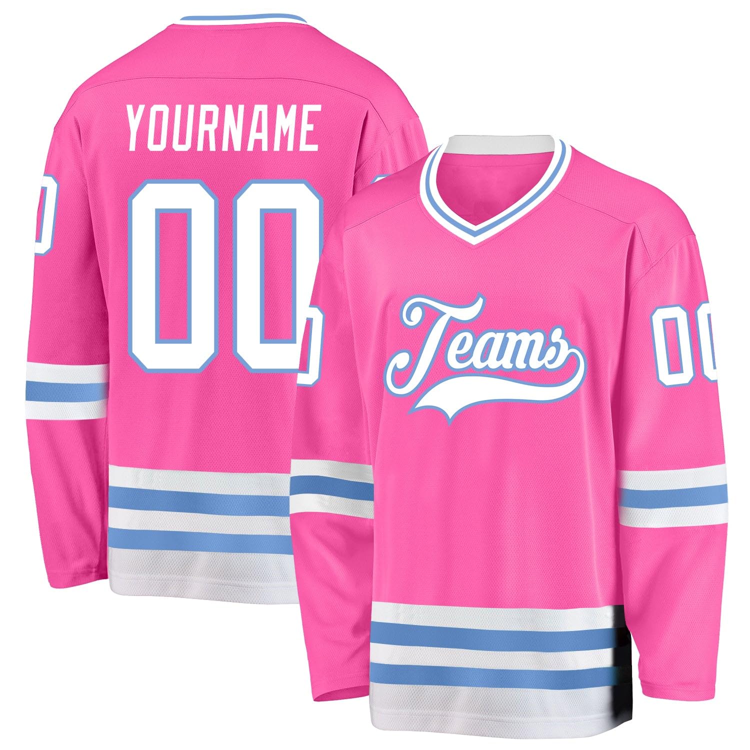 Custom Name Team Name Number White Navy-Gray Hockey Jersey Personalized V-Neck Sports Hockey Jersey for Men Women Youth