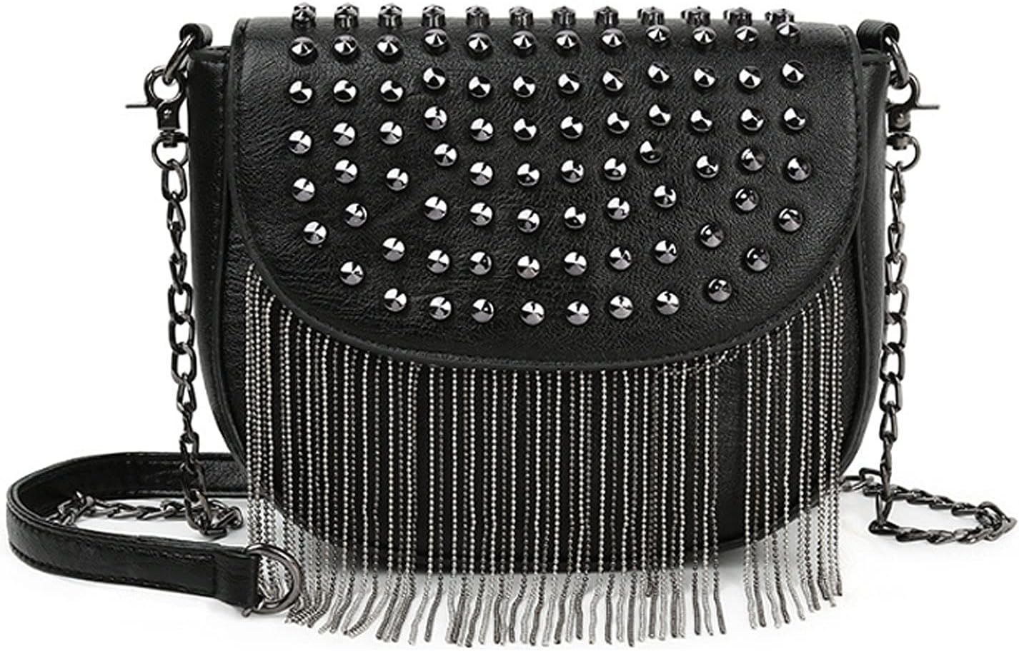 Hoce Leather Rivet Crossbody Purse Small Studded Chain Bag for Women