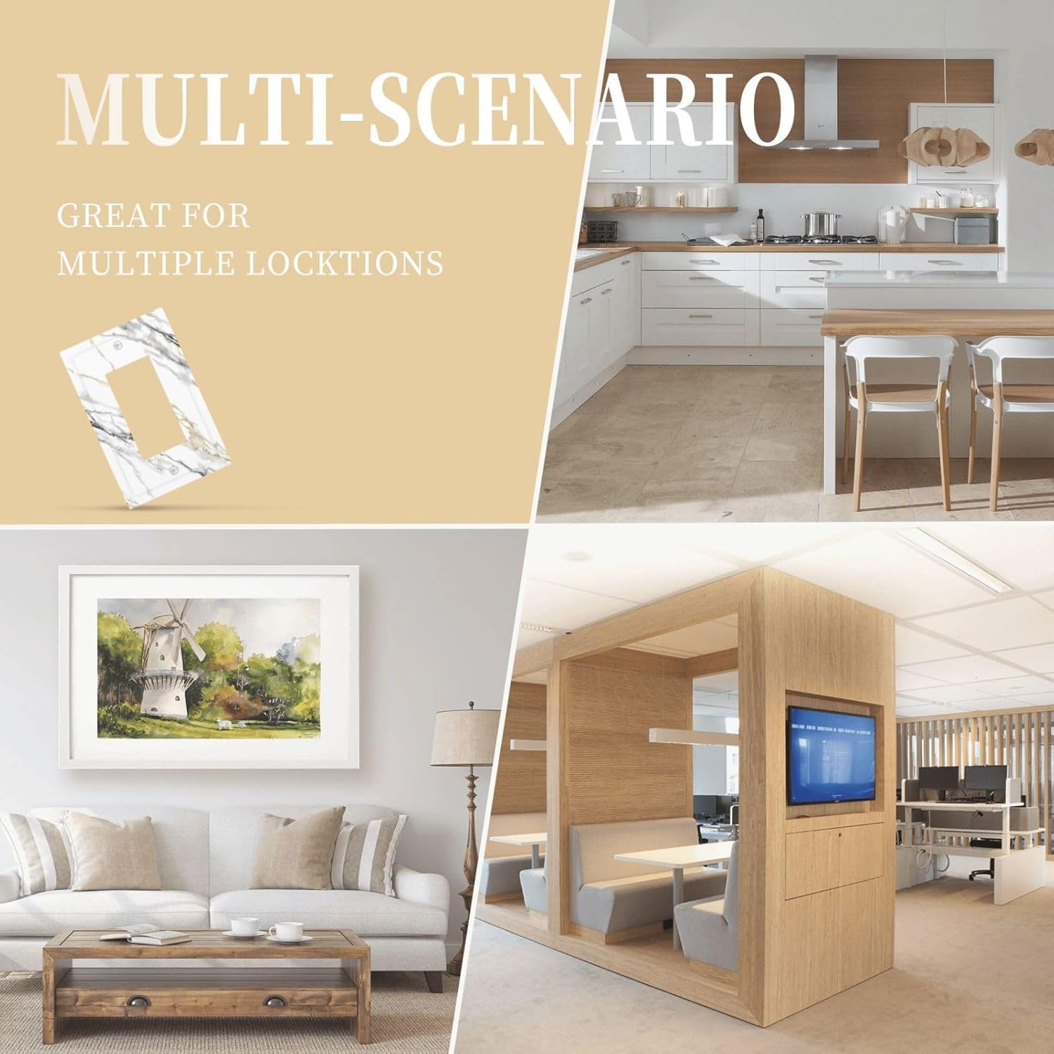 White Grey Marble Light Switch Cover Decorative Gray Marble 1 Gang Single Rocker Wall Plate Switchpalte Electrical Faceplate Outlet for Bathroom Kitchen Home 5" x 3"