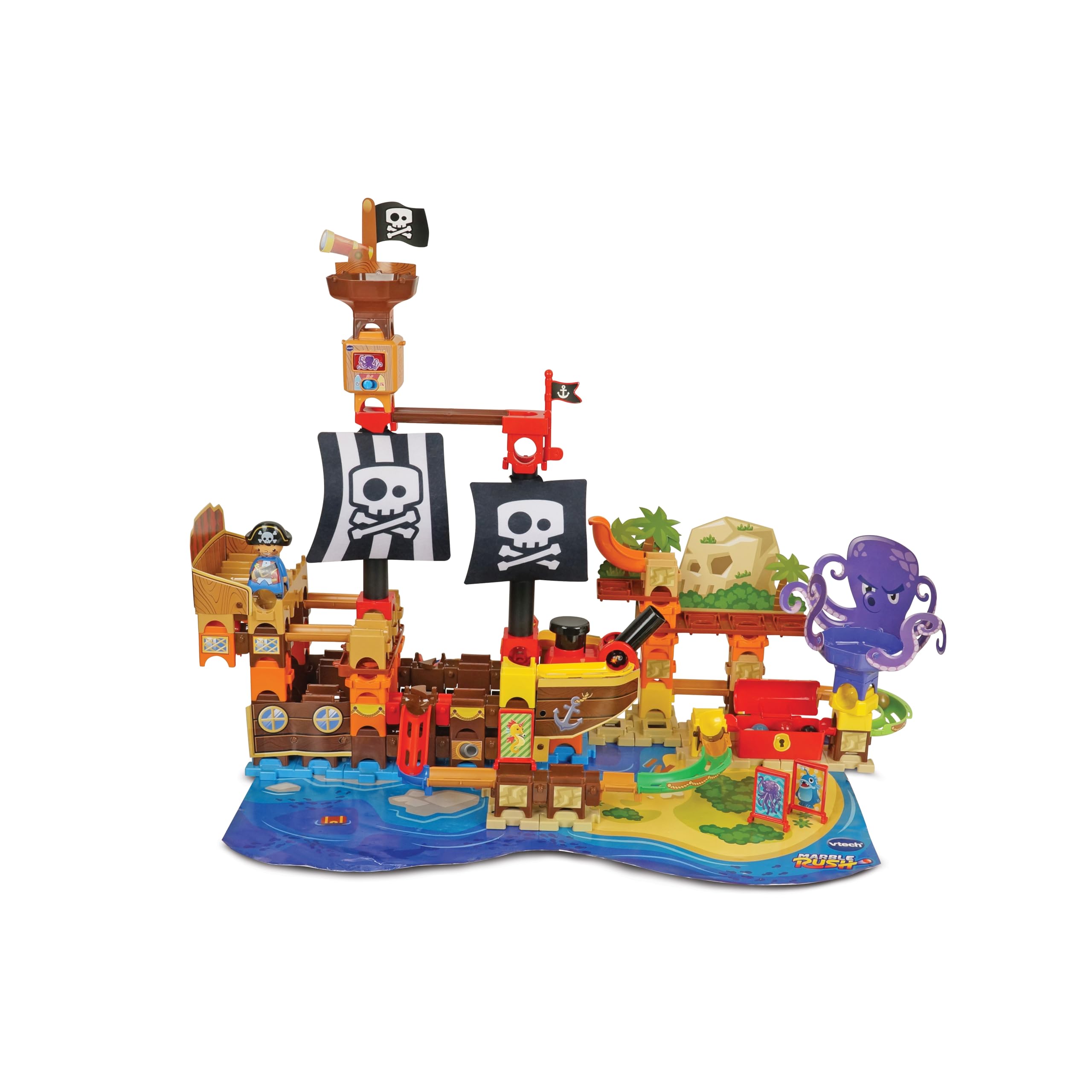 VTech - Marble Rush Barco Pirata, Circuito de canicas Interactivo, Juguete para niños +4 años, Versión ESP
