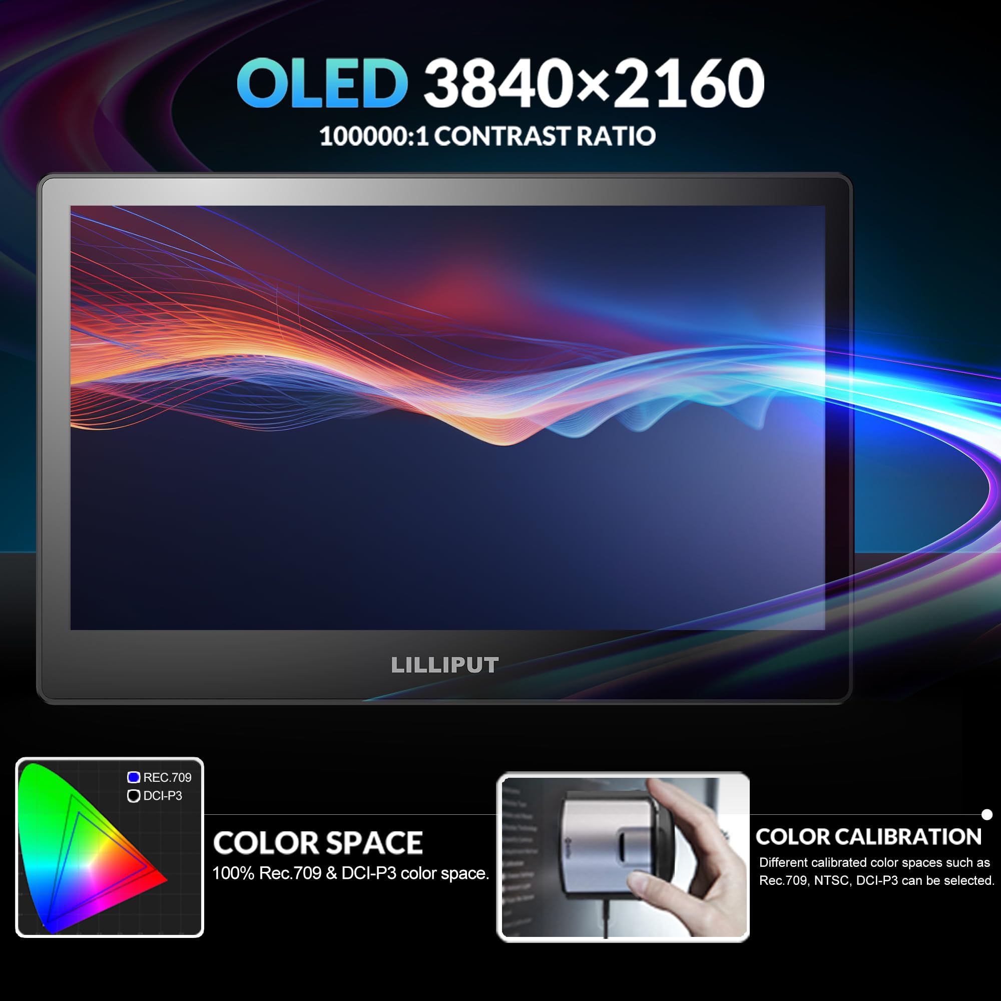 LILLIPUT A13 3840 x 2160 Ultra HD 4K OLED OLED, lustrzanka, monitor polowy, HDMI/ 3G-SDI/DP, HDR, 3D-LUT, monitor polowy, wyświetlacz polowy