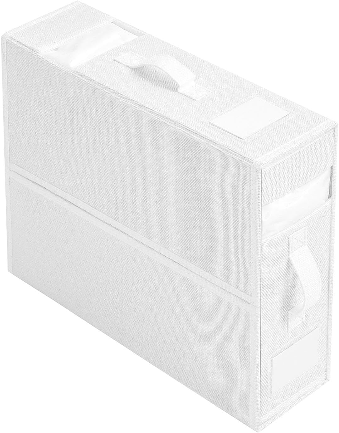 BSJIASHIWEI Bed Sheet Organizers and Storage，Foldable Storage Box for Duvet Cover Set，Sheets Set Folder Keeper with Clear Window (Queen & King Size) Organizing Bedding Container with Zipper (White)