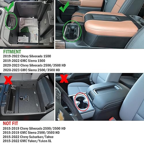 Miniatura 2 de Bandeja organizadora de reposabrazos de consola central de tamaño completo para Chevy SilveradoGMC Sierra 1500 y 2020-2023 SilveradoSierra 25003500