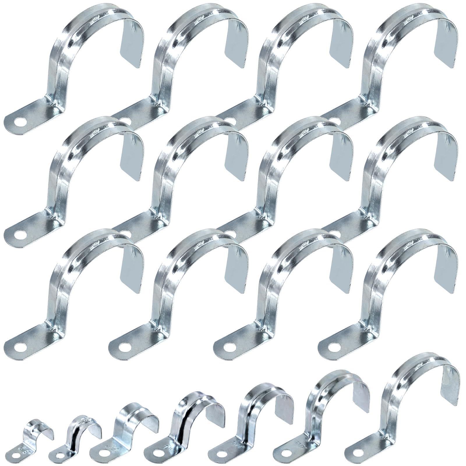 Swpeet 20Pcs 2-1/2"(63mm) Zinc Plated One Hole EMT Pipe Strap Kit