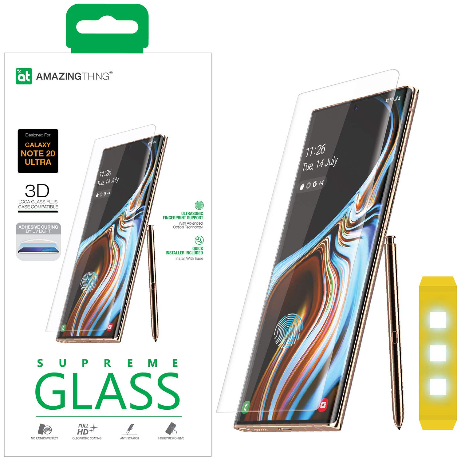 at AMAZINGthingAmazing Thing Supreme Glass 3D Fully covered with Loca Glue Technology designed for Samsung Note 20 ULTRA tempered Glass Screen Protector with [UV Light]