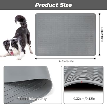 Dog Grooming Table Mat, Non-Slip Silicone Pad, 28 x 19.7 in Grey | Textured Surface Grip, Soft Silicone Pad, 28 x 19.7 in Grey, Easy to Wipe or Rinse, Dog Grooming, Bath and Feeding Use