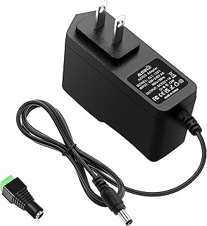 ALITOVE DC 12V 1A Power Supply 1000mA 12W AC/DC Adapter, 100~240V AC to DC 12 Volt 1 Amp 0.6A Converter with 5.5 x 2.5mm 2.1mm Plug for LED Strip Light CCTV Security Camera DVR NVR Surveillance System