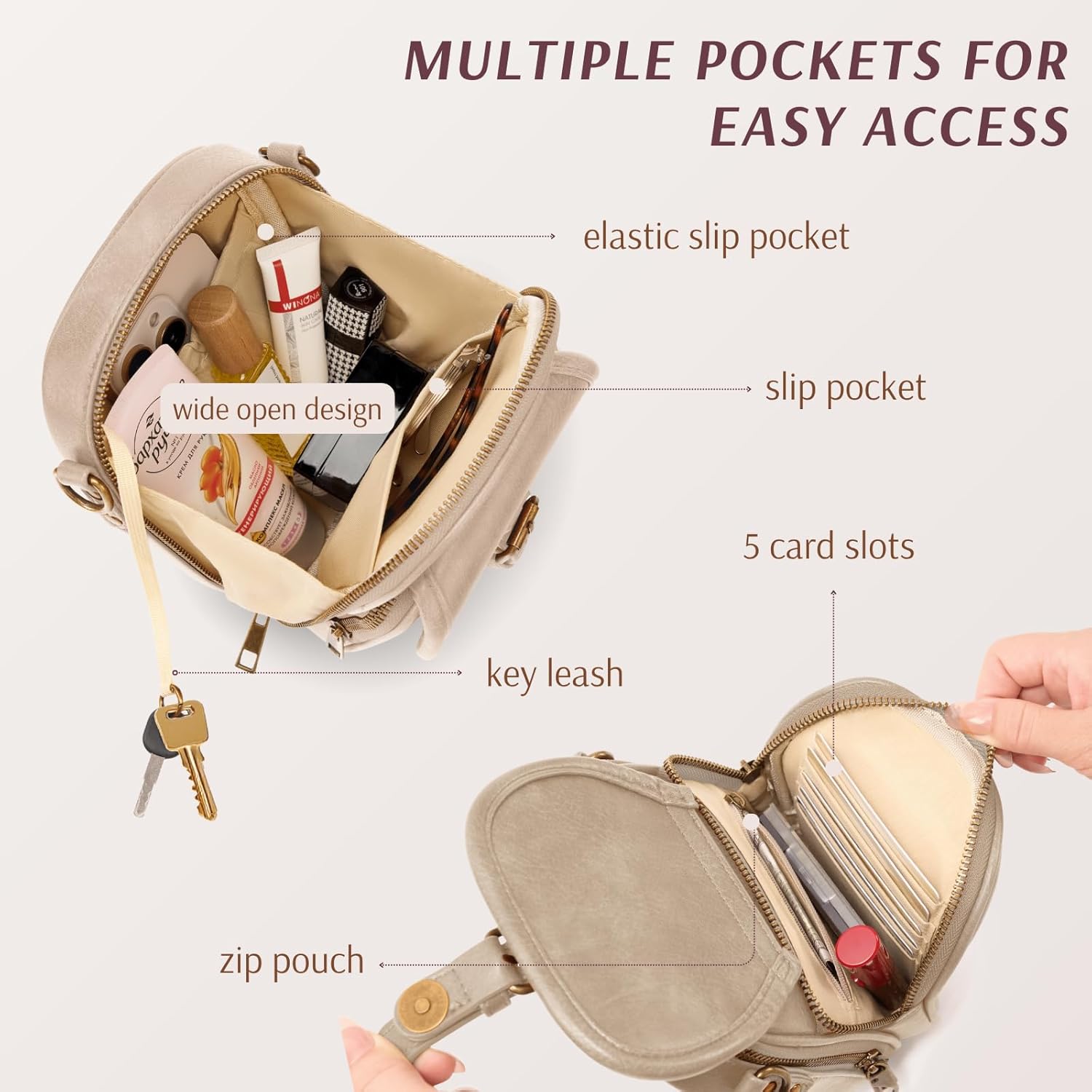 Small Crossbody Cell Phone Purse for Women Vintage Mini Crossbody Bag with Card Slots, Vegan Leather Phone Wallet Pouch - Image 4