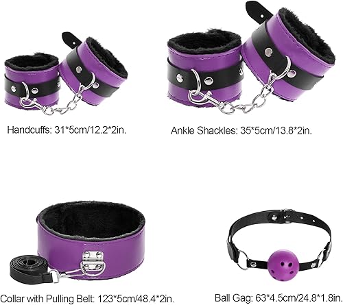 Miniatura 10 de Rbenxia Juego de 12 unidades de restricciones BDSM de bondage sexual, esposas fetichistas, puños, collar, cuerda de látigo, abrazaderas para