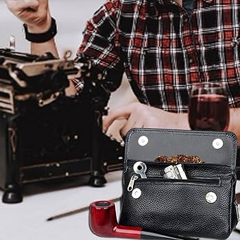 Amazon.co.jp: たばこポーチバッグパイプケース、革製喫煙タバコパイプ