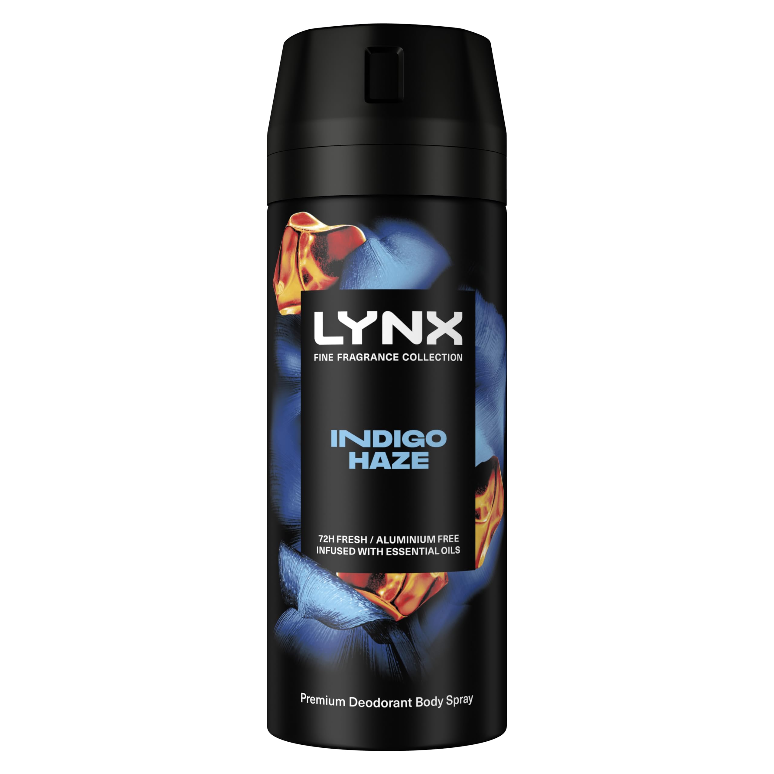 Lynx Fine Fragrance Collection Indigo Haze Premium Body Spray men's deodorant infused with a lavender, molten sugar & mint scent for 72 hours of freshness 150 ml