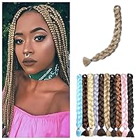 Vista 80 de Benehair 1 paquete de 1 paquete de extensiones de cabello trenzado de 24 pulgadas, extensiones de cabello sintético de alta temperatura, extensiones