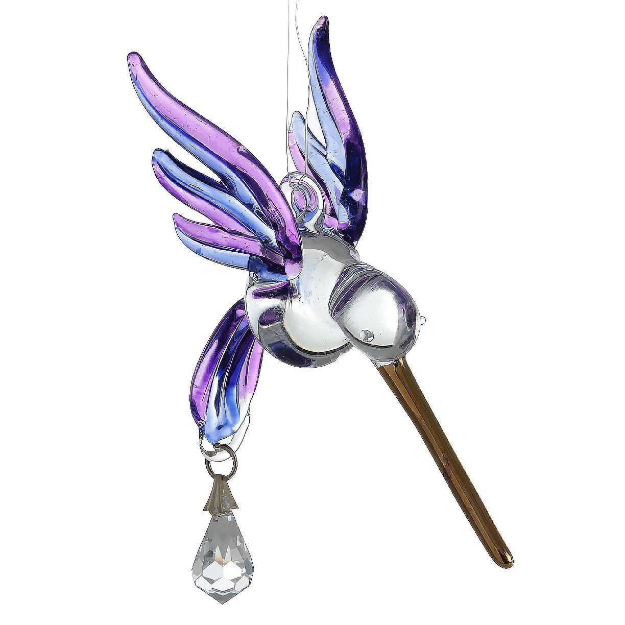 Wild ThingsHandmade Fantasy Glass Hummingbird Suncatcher Gift Purple