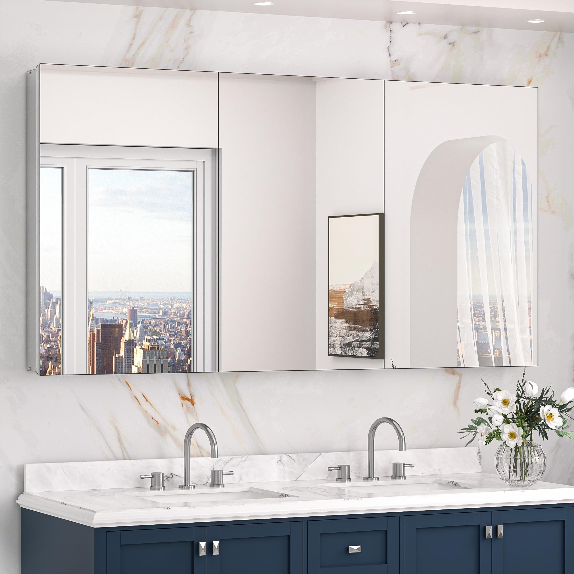 Photo 1 of Keonjinn 60 x 32 Inch Large Medicine Cabinet Mirror, Safe Tempered Glass