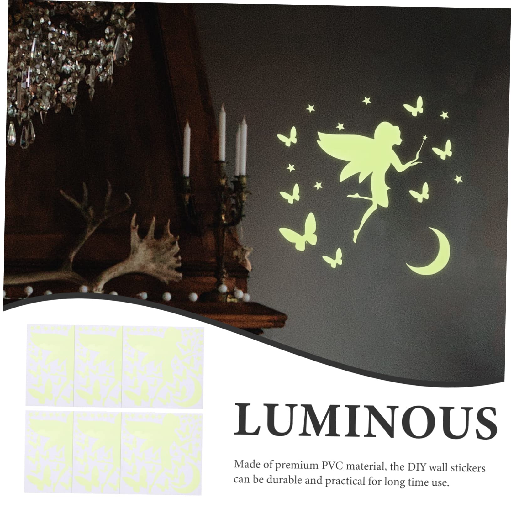 Abaodam 30hojas Pegatinas De Pared Luminosa De Hadas Decoración De Pared Adhesiva Para Efecto Brillante La Oscuridad Para Habitaciones Infantiles y Guarderías