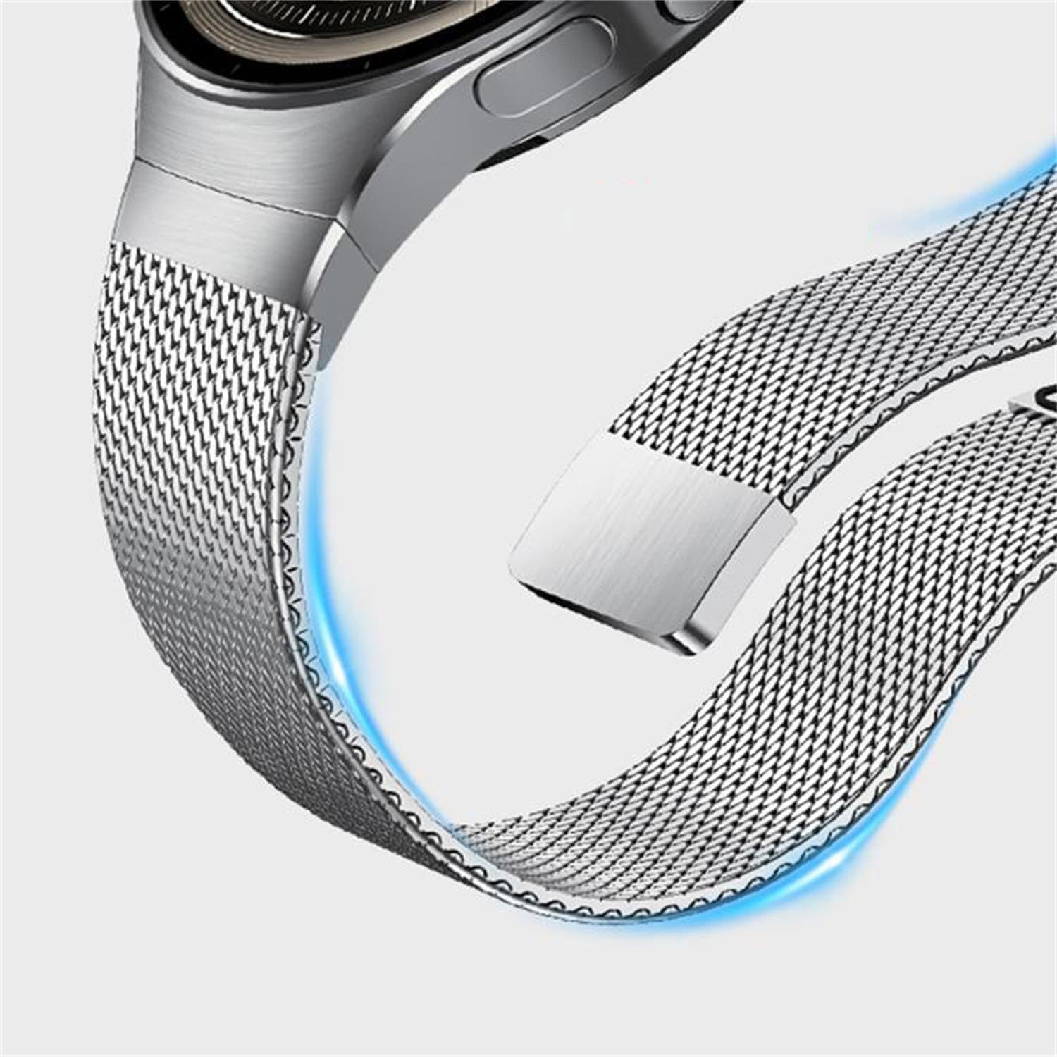 VeveXiao Rugged Milanese Strap Compatible with Huawei Watch 5 46mm Bands Men, No Gaps Luxury Stainless Steel Alloy Metal Replacement Bands for Huawei Watch 5 42mm Women Strap