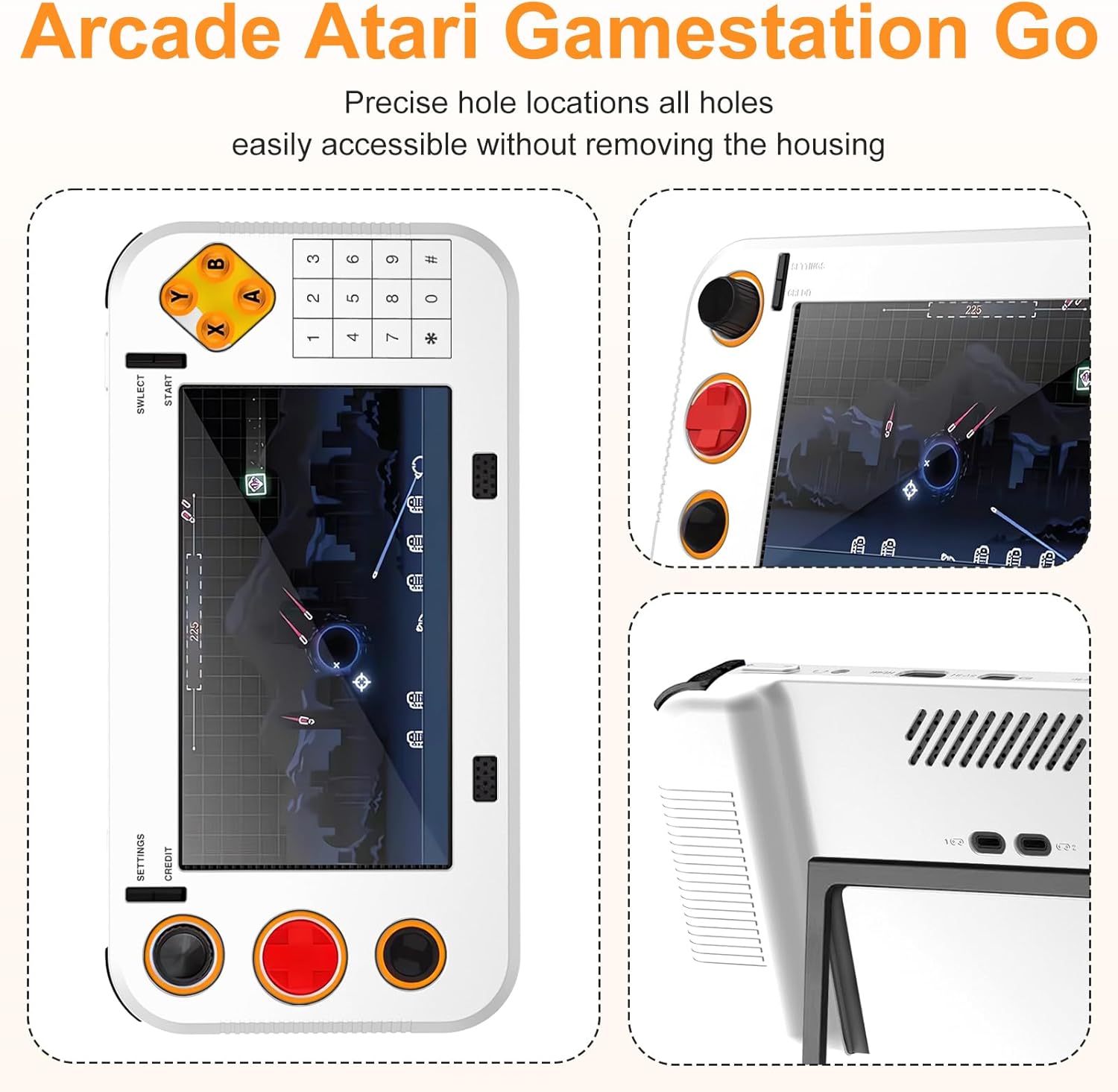Case for Atari Gamestation Go,NOUKAJU Game Console Case,Anti-Drop, Anti-Scratch,Shockproof,Silicone Protective Cover for Atari Gamestation Go Game Console(White) - Image 3