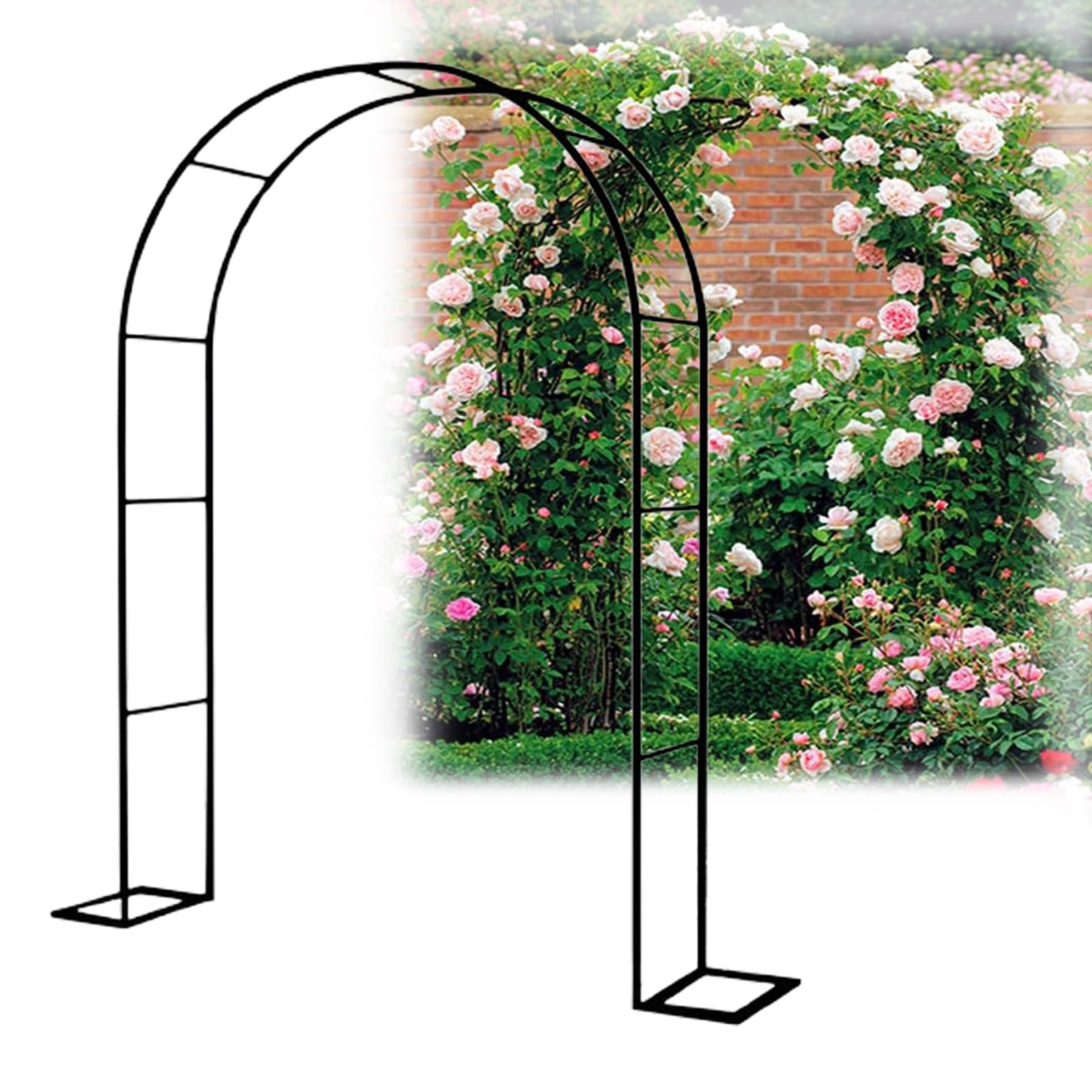 Czarna metalowa altana ogrodowa, łuk na wesela, rośliny pnące, dekoracyjne patio i podwórko, 1,20 m x 2,20 m x 25 cm, idealna na ścieżki trawnikowe i dekoracje nad morze