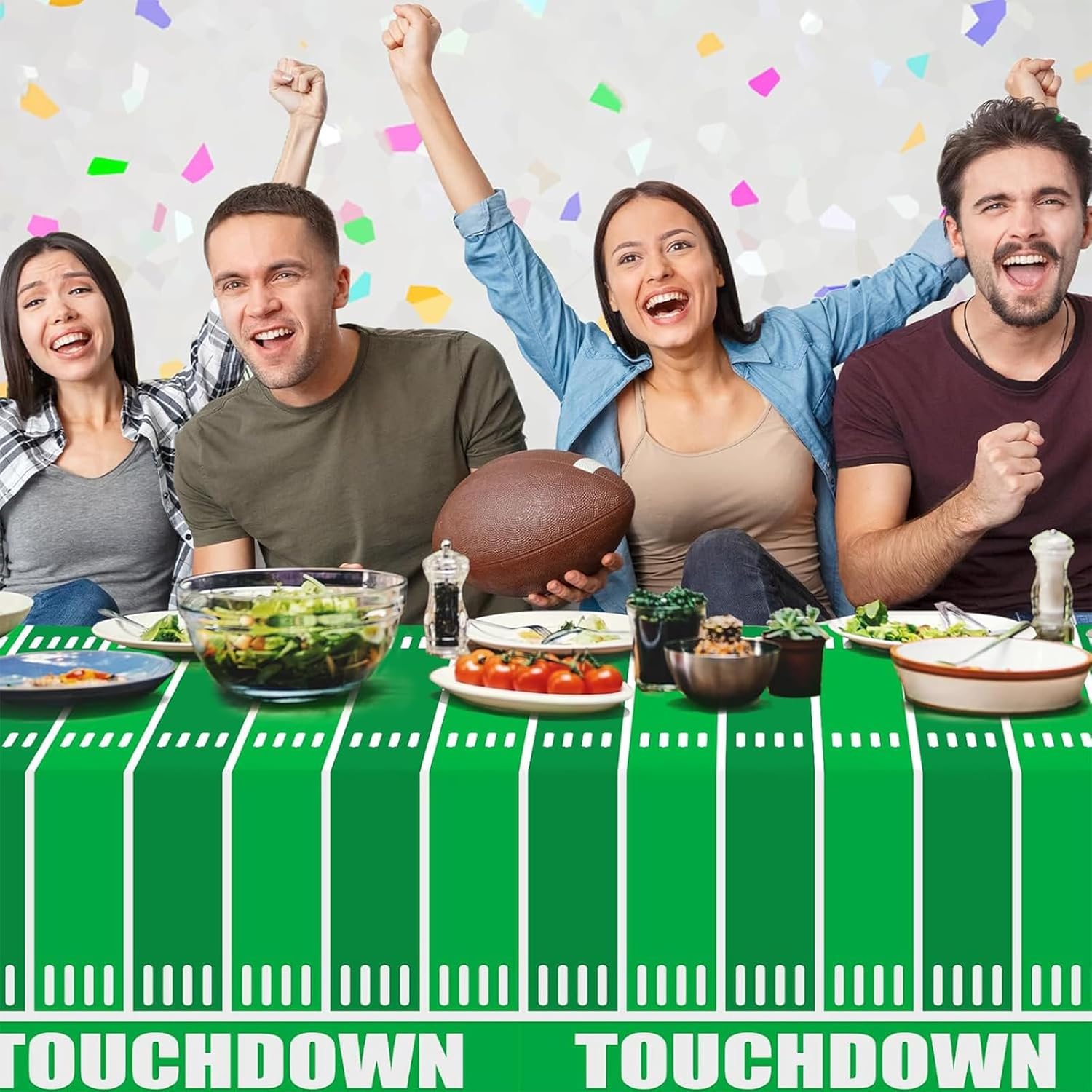 SARATA 1 Pack Football Party Decorations Disposable Field Table Cover - Plastic Disposable Tablecloth for Game Day, Super Bowl, Birthday Party Decorations - 54 x 108 Inch