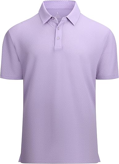 Alex Vando Mens Bubble Jacquard Polo Shirt Super Stretch Short Sleeve Polo Shirts for Men