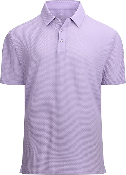 Alex Vando Mens Bubble Jacquard Polo Shirt Super Stretch Short Sleeve Polo Shirts for Men