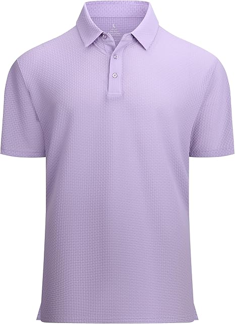 Alex Vando Mens Bubble Jacquard Polo Shirt Super Stretch Short Sleeve Polo Shirts for Men