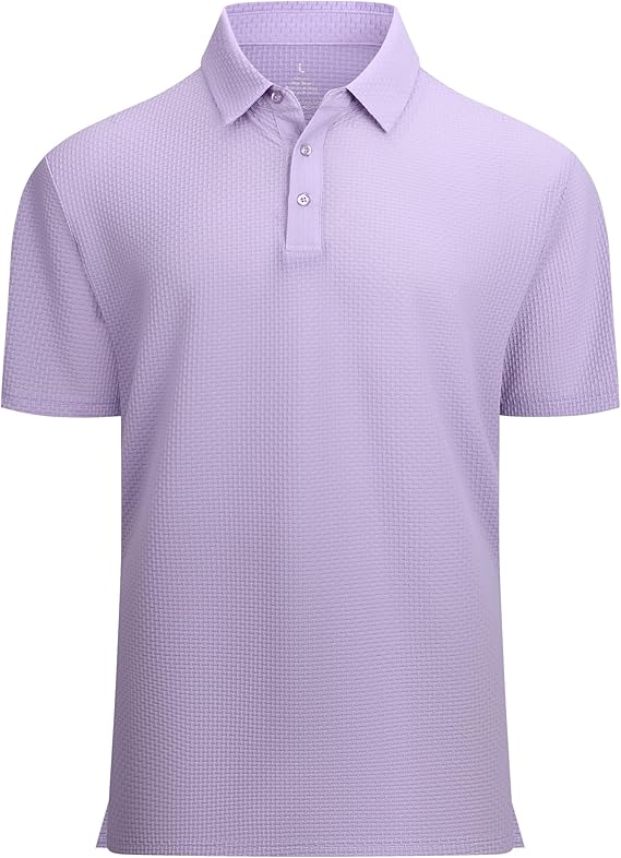 Alex Vando Mens Bubble Jacquard Polo Shirt Super Stretch Short Sleeve Polo Shirts for Men