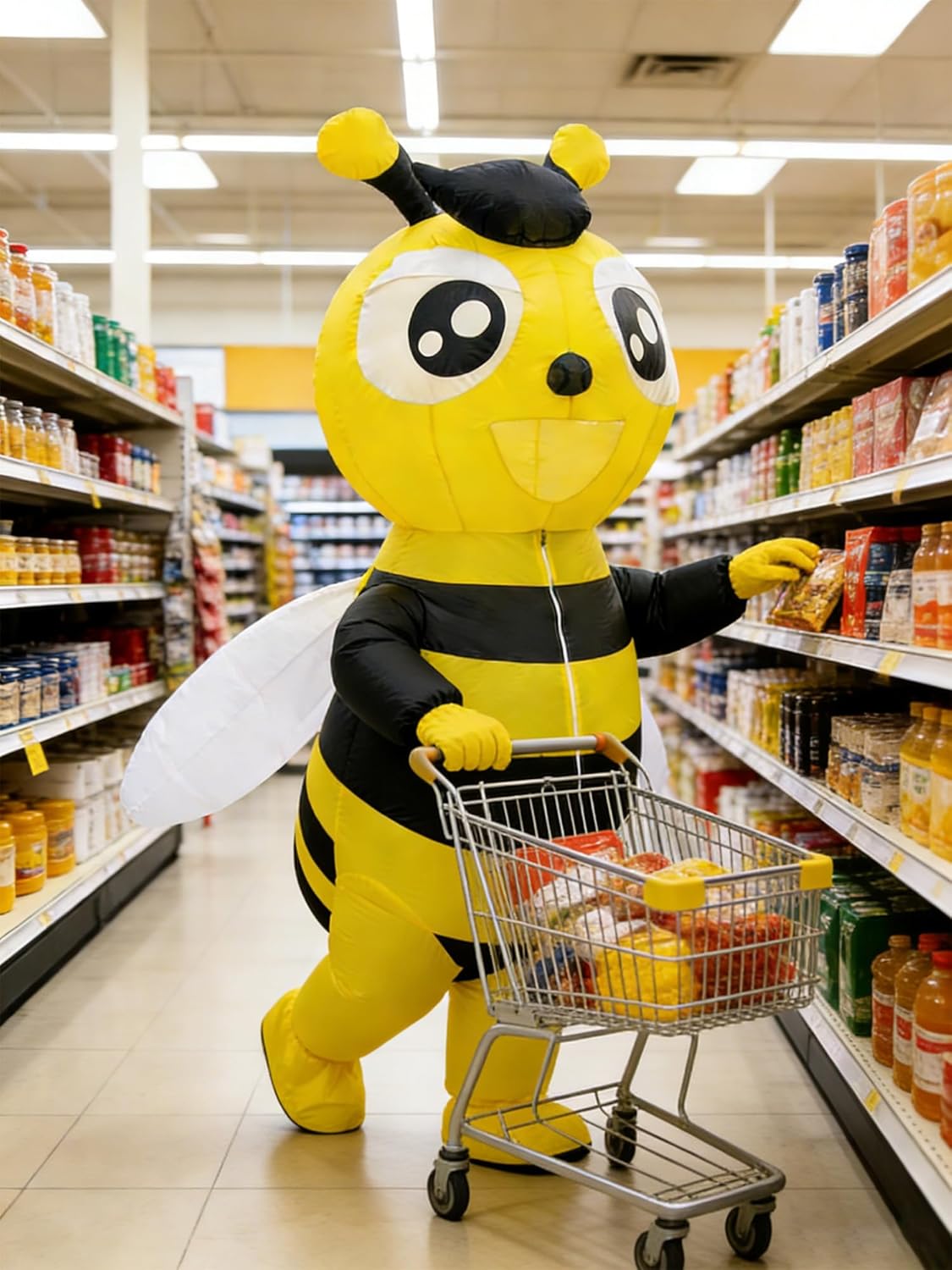 Inflatable Bumble Bee Costume Funny Men Women Insects Outfit Blow Up Suit Adult for Halloween Party, Carnival, Cosplay