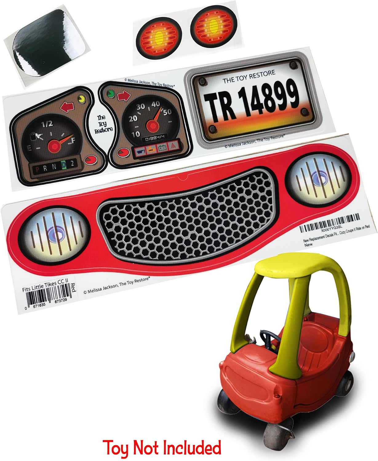 Toy Restore Replacement Decals Fits Little Tikes Cozy Coupe II Ride on Red