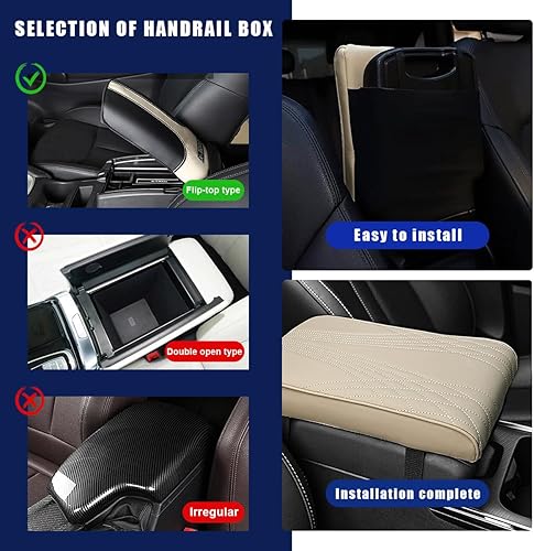 Miniatura 5 de Ziciner Funda de cuero para consola central de automóvil, almohadilla de protección de cojín de espuma viscoelástica para reposabrazos impermeable