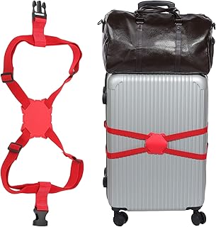 sourcing map Bolsa de correa elástica para equipaje, cinturón ajustable para maletas, añade una bolsa fácil de viajar, color rojo