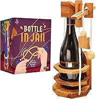 Vista 8 de BSIRI Rompecabezas de botella de vino - Desafiante soporte de botella de vino de madera 3D y juego de rompecabezas de bloqueo de vino para adultos.