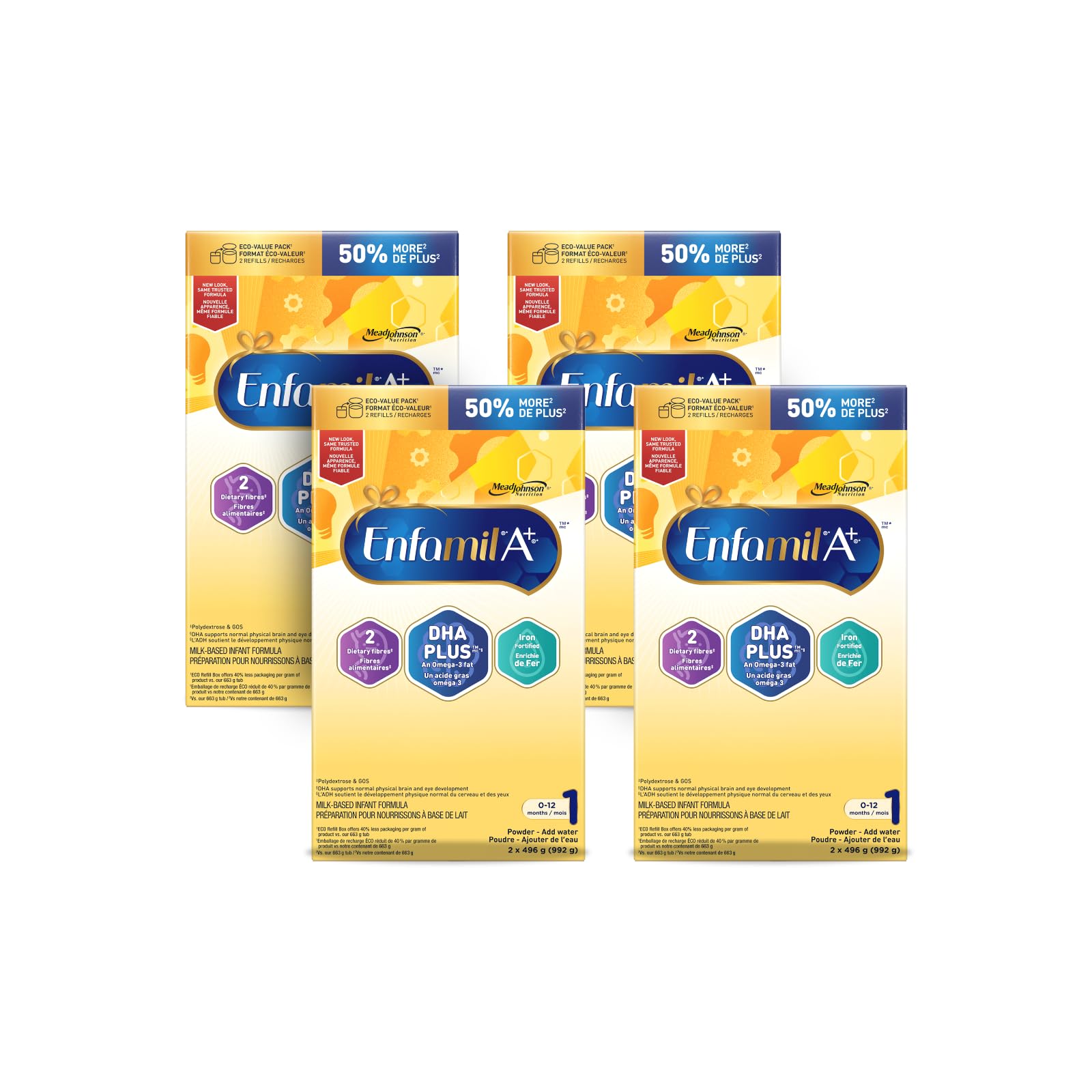Enfamil Infant Formula 0-12ヶ月用 4缶 Enfamil A+ Baby Formula, Value Pack, Powder Refill, DHA for