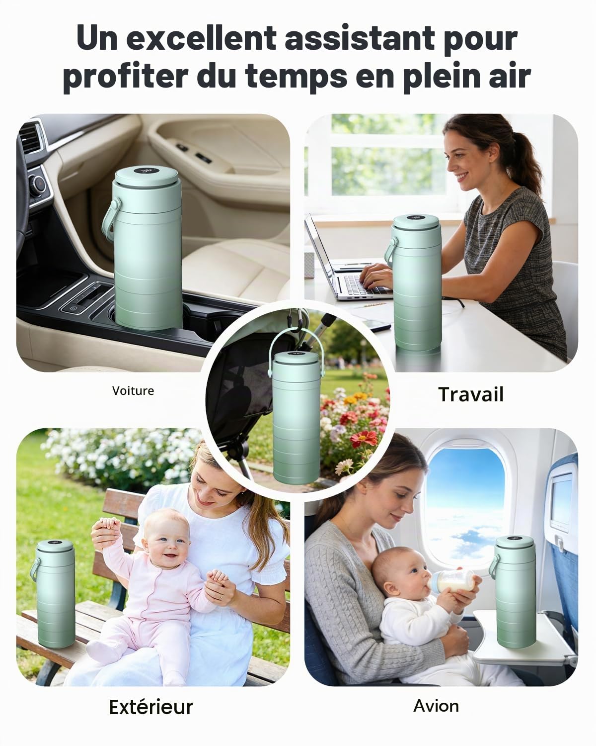 Viowey Refroidisseur de Lait Maternel de Voyage, Pot Conservation Lait Maternel Portable 560ml, Maintien Fraîcheur 24h, 2 Bouteilles Incluses pour Stockage​, Conservation Lait Maternel Facile