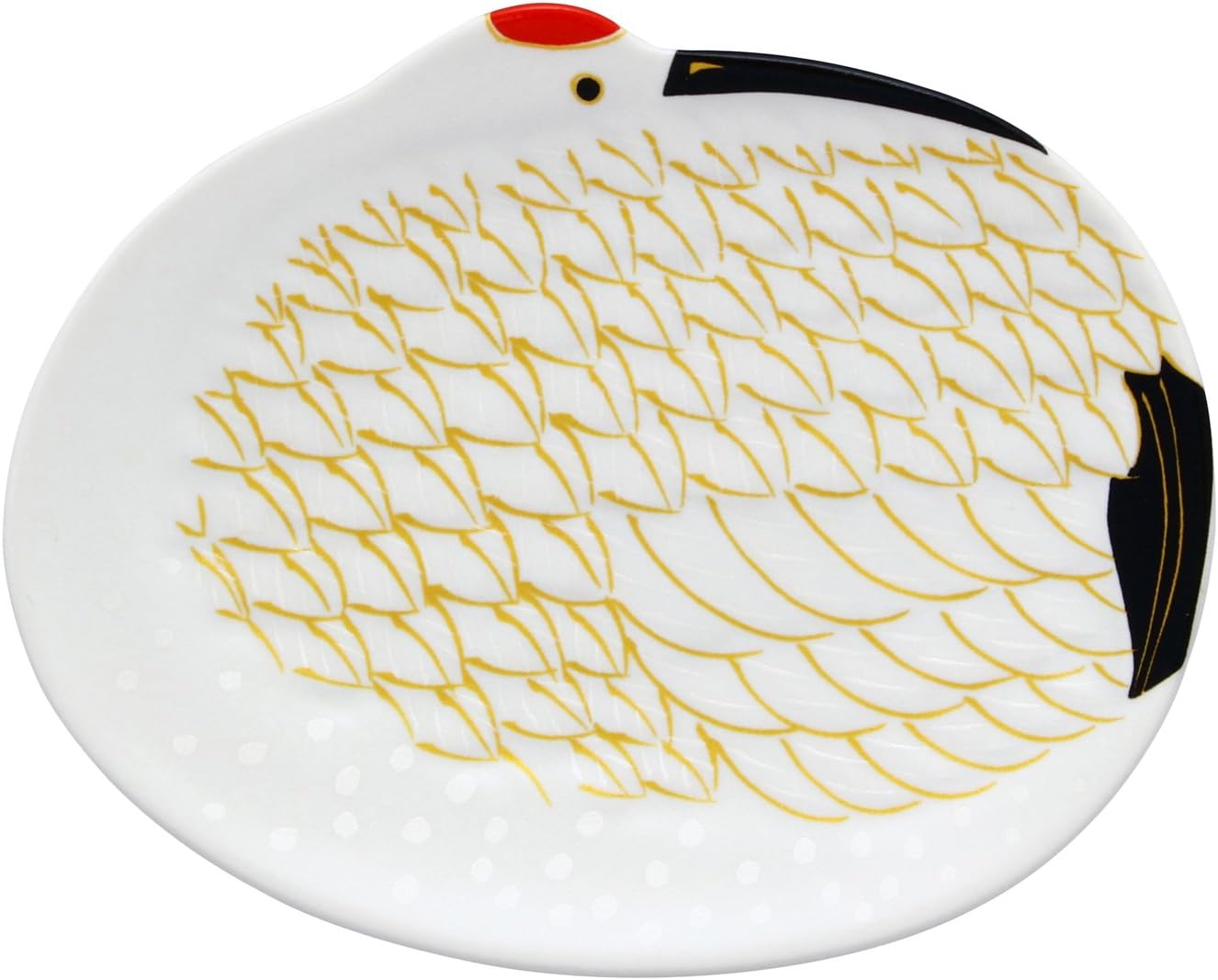 有田焼うつわ紀行(Aritayaki Utsuwa) Arita Pottery 96782 Koraku Kiln Crane Shaped Small Plate, Yukigoro Gold Feather