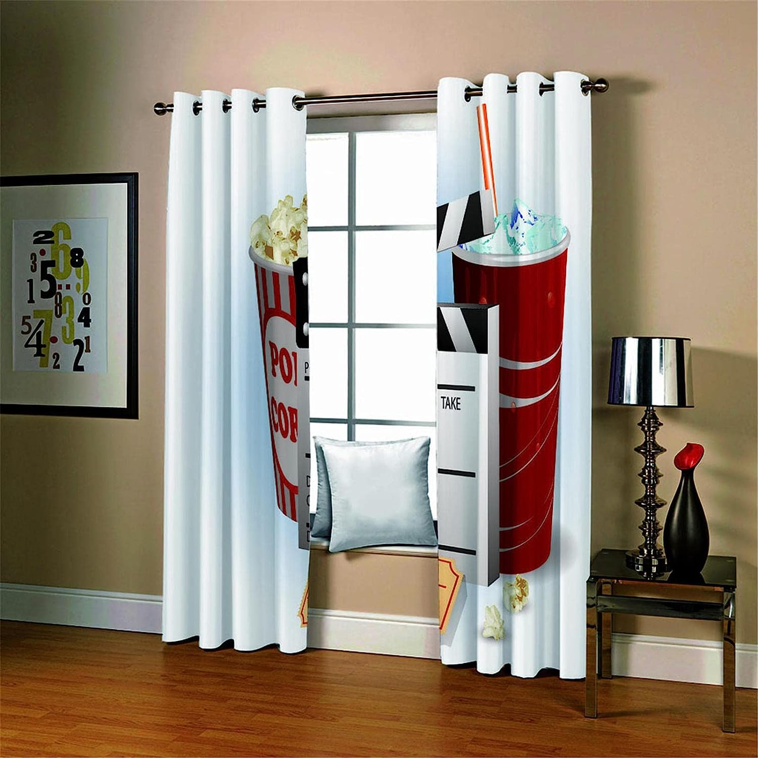 Oscurante Camera Pop Corn Da Film 300 X 280 Cm Da Letto Moderna,Soggiorno Termiche Isolanti Con Occhielli 3D Interno Casa Bambini Decorazione Da Finestre Ufficio Albergo 2 Pannelli -7I7N/T6K