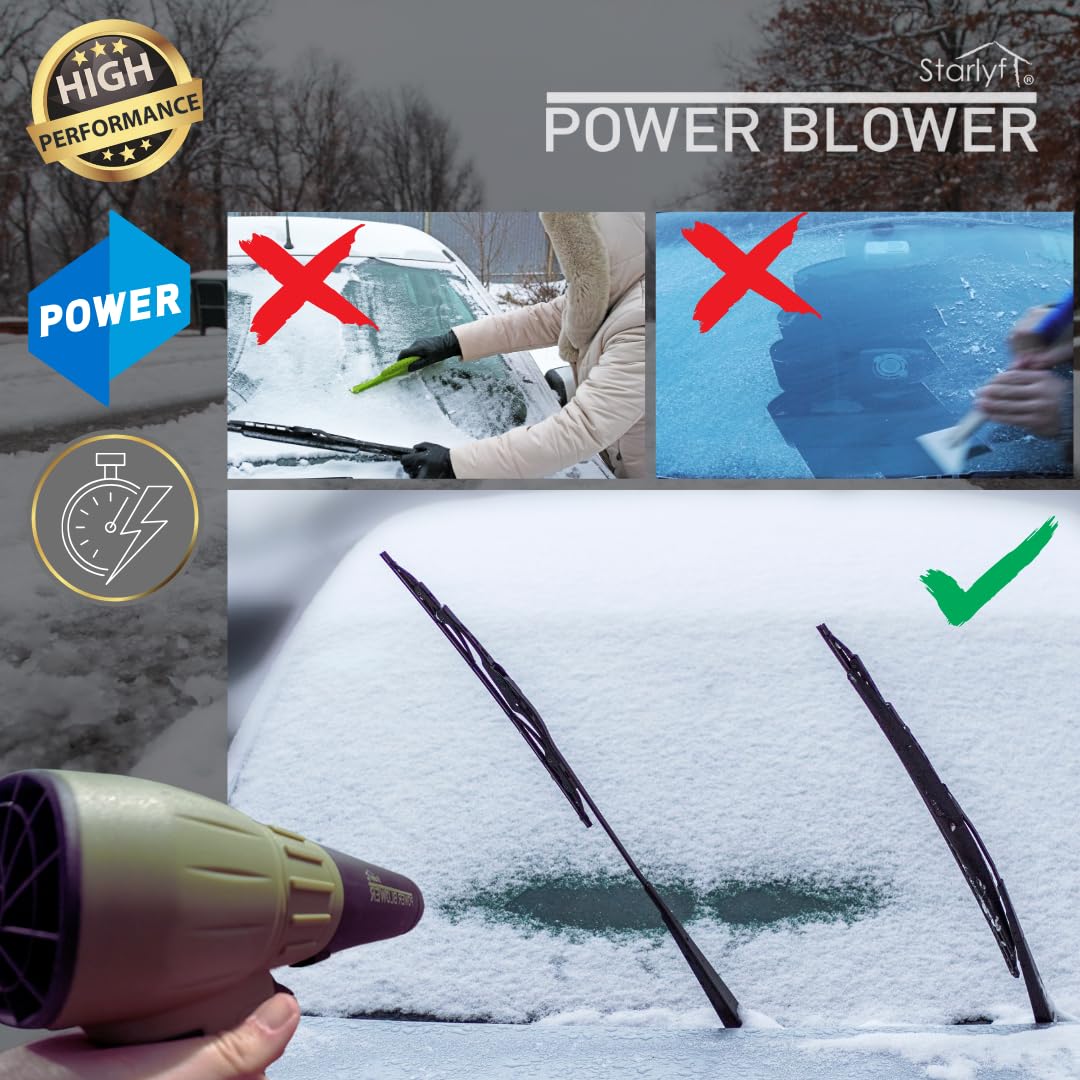 Starlyf Souffleur d'air Power Blower, jusqu'à 120 km/h, souffleur de feuilles, souffleur de jardin, portable puissant, sans fil, balaie le jardin, enlève la neige, sèche les voitures