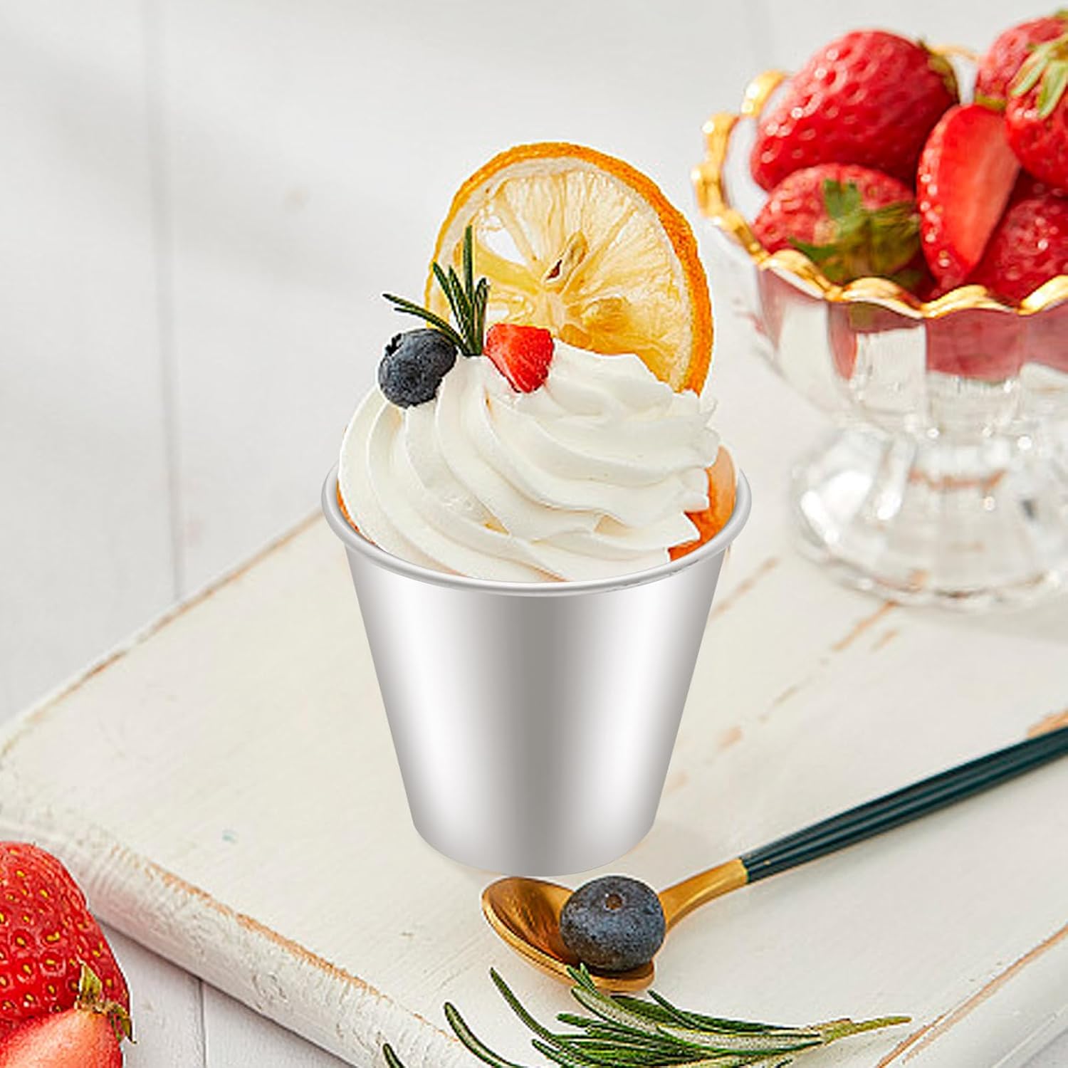 12 Pcs Pudding Molds Flan Molds for Baking Aluminum Baking Cups Muffin Tin Cupcake Mould Nonstick Souffle Darioles Mould