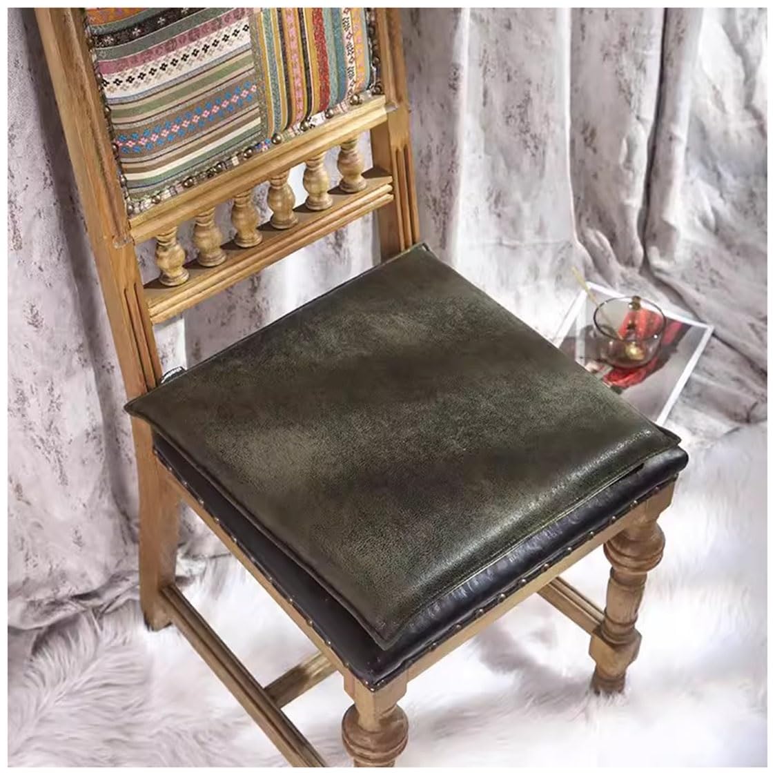 EORNOW Square PU Leather Seat Cushion, 1/2/4 Packs Waterproof Chair Cushion, Floor Cushion Memory Foam Anti-slip Chair Pad, Bar/window/Dining Chairs Seat Pad (Color : G, Size : 40 * 40cm(2 Packs))