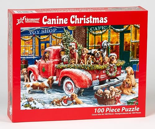 Miniatura 2 de Vermont Christmas Company Rompecabezas de Navidad canino de 100 piezas, piezas grandes, perfecto para niños y personas mayores