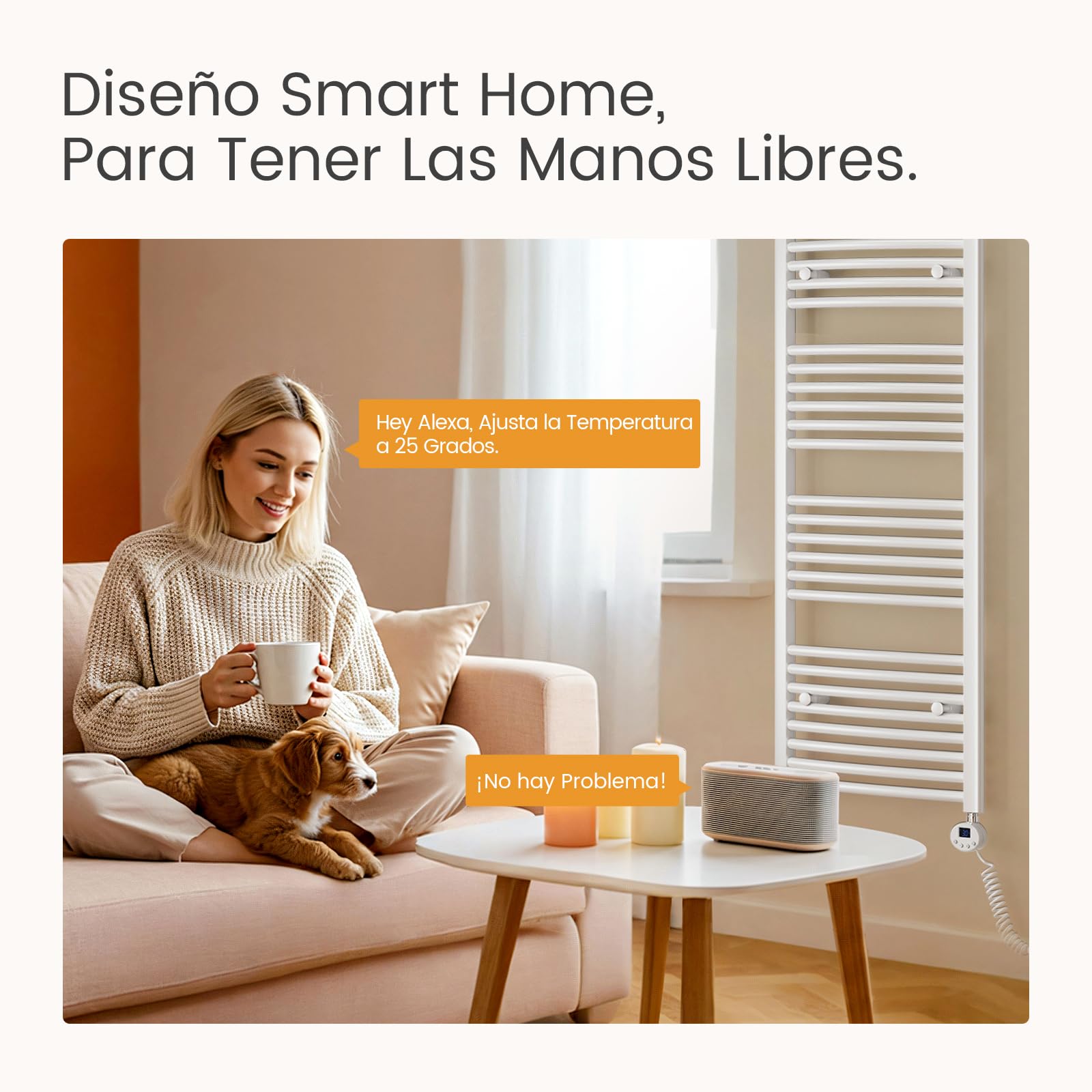 EMKE Radiador Toallero Eléctrico para Baño,75 x 60 cm, Secatoallas Eléctrico con WiFi Termostato, 300 vatios (Blanco),Toallero Electrico Baño