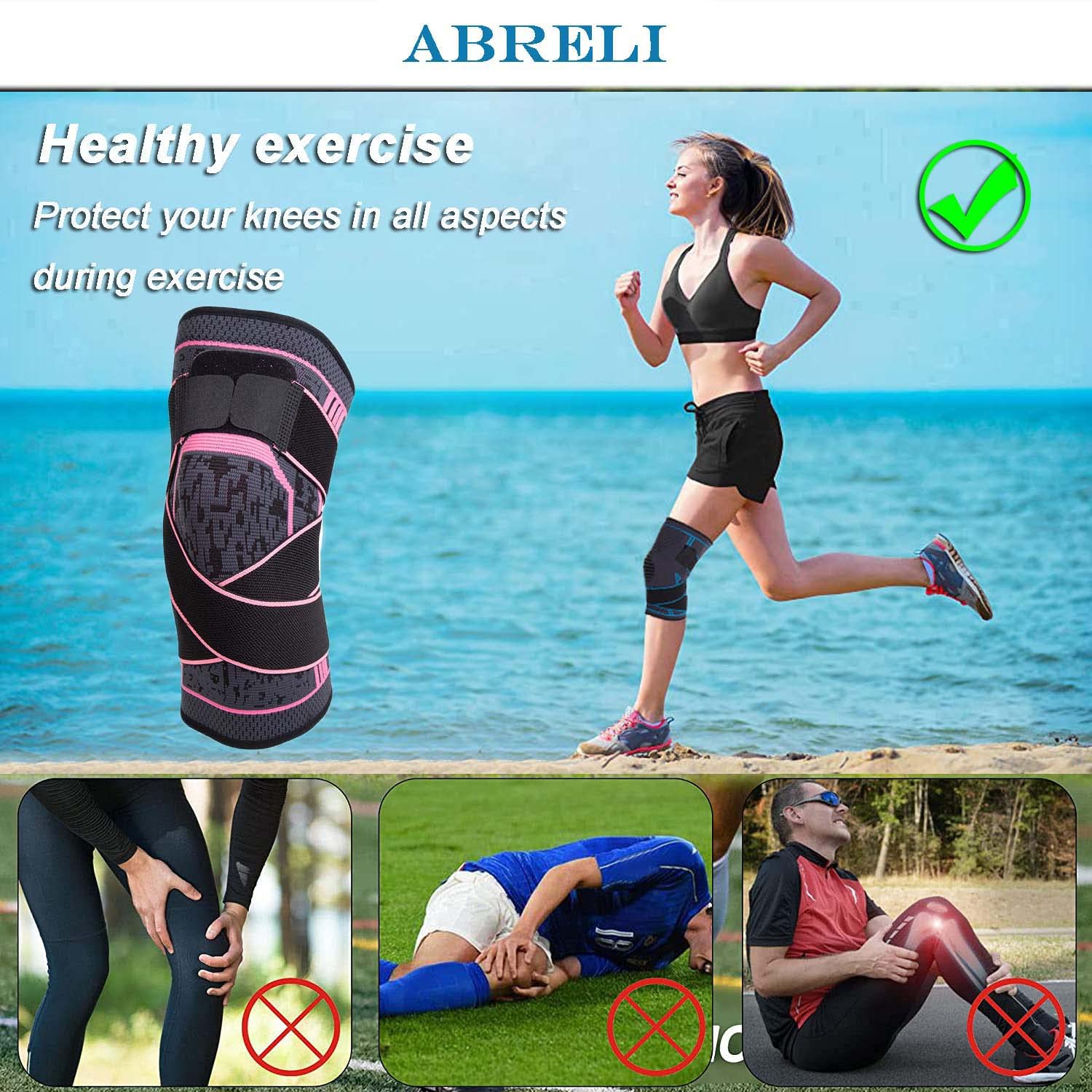 Ginocchiera a compressione POWERLIX - Uomo e donna - Supporto per corsa, basket, pesi, palestra, sport Rosa, L | Leroy Merlin