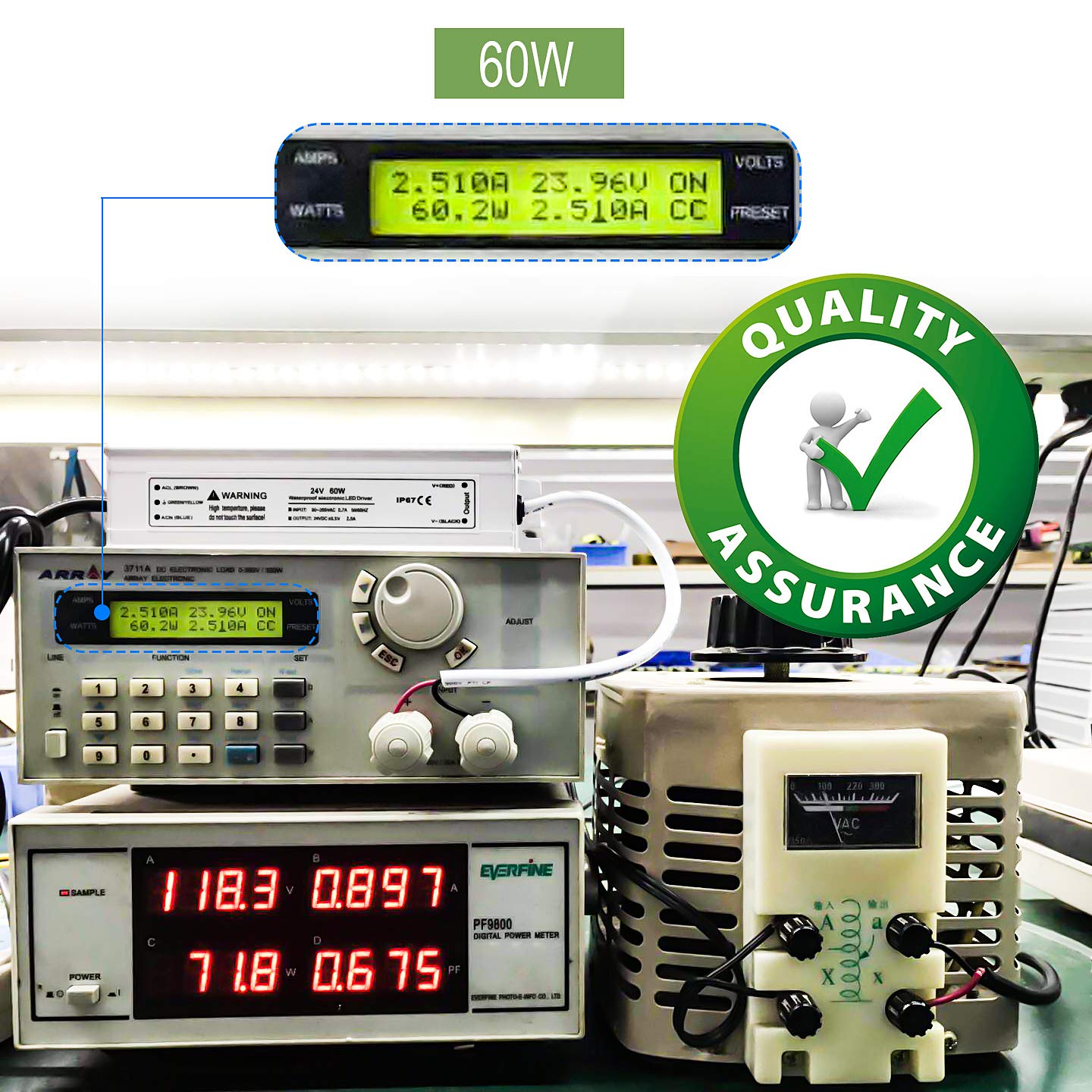 LED Driver 60 Watts 24V DC Low Voltage Transformer， Waterproof IP67 LED Power Supply, Adapter with 3-Prong Plug 3.3 Feet Cable for Any 24V DC led Lights, Computer Project, Outdoor Light - Image 4