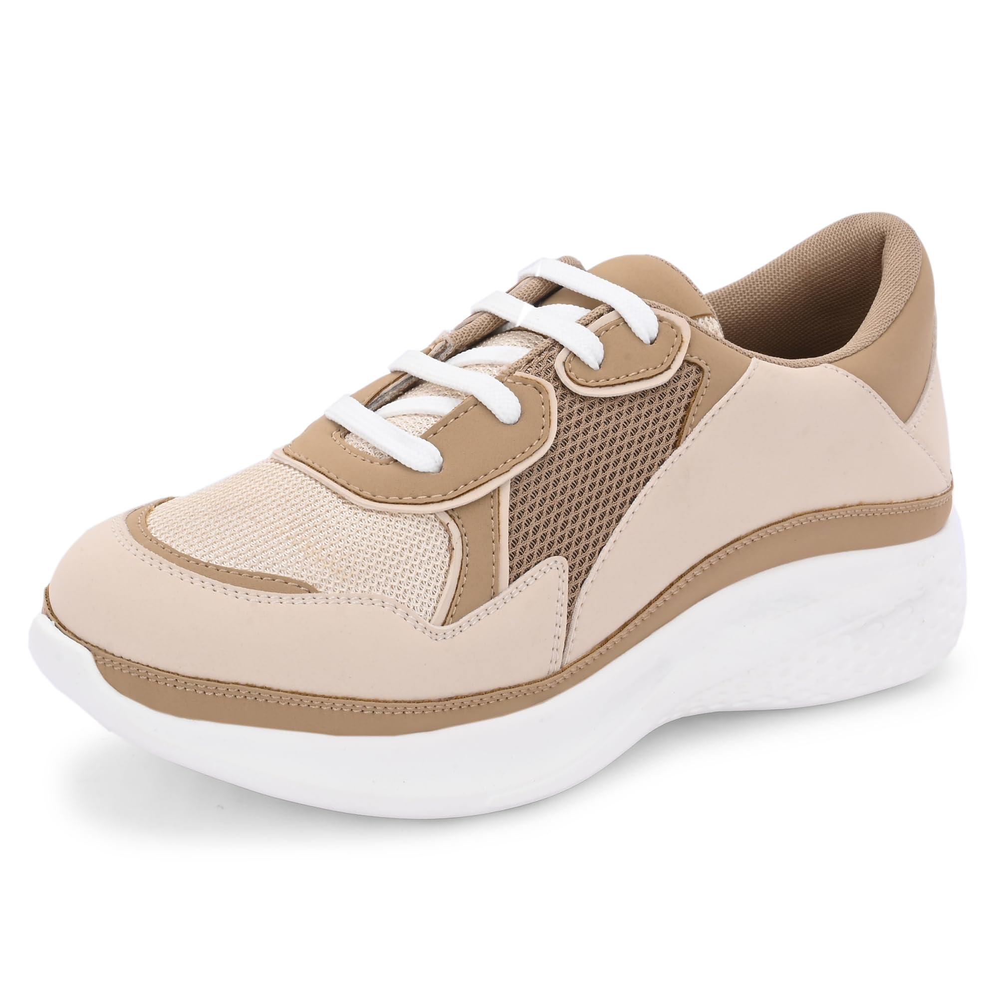 Womens Casual Shoes | Colorblock Sneakers with Ultra Soft Cushion Lace-Up Shoes All-Day Comfort | Trendy & Lightweight Design | Low Top Flat Sole(7622)-image-10