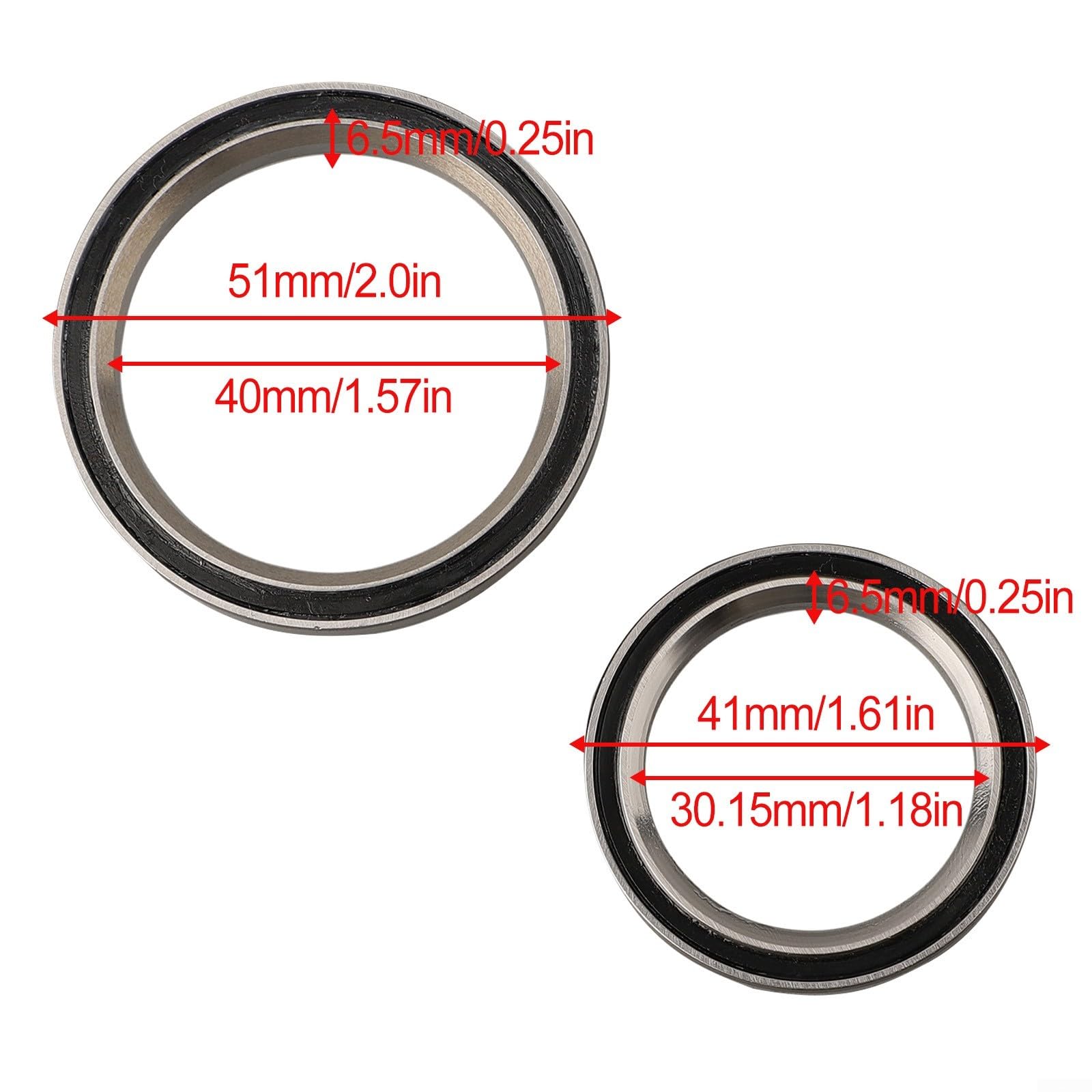 Cuscinetti per Serie Sterzo in Acciaio Inox per Trek Madone, Domane, Emonda - 30.15x40x6.5mm e 40x51x6.5mm Set di Ricambio Superiore Inferiore