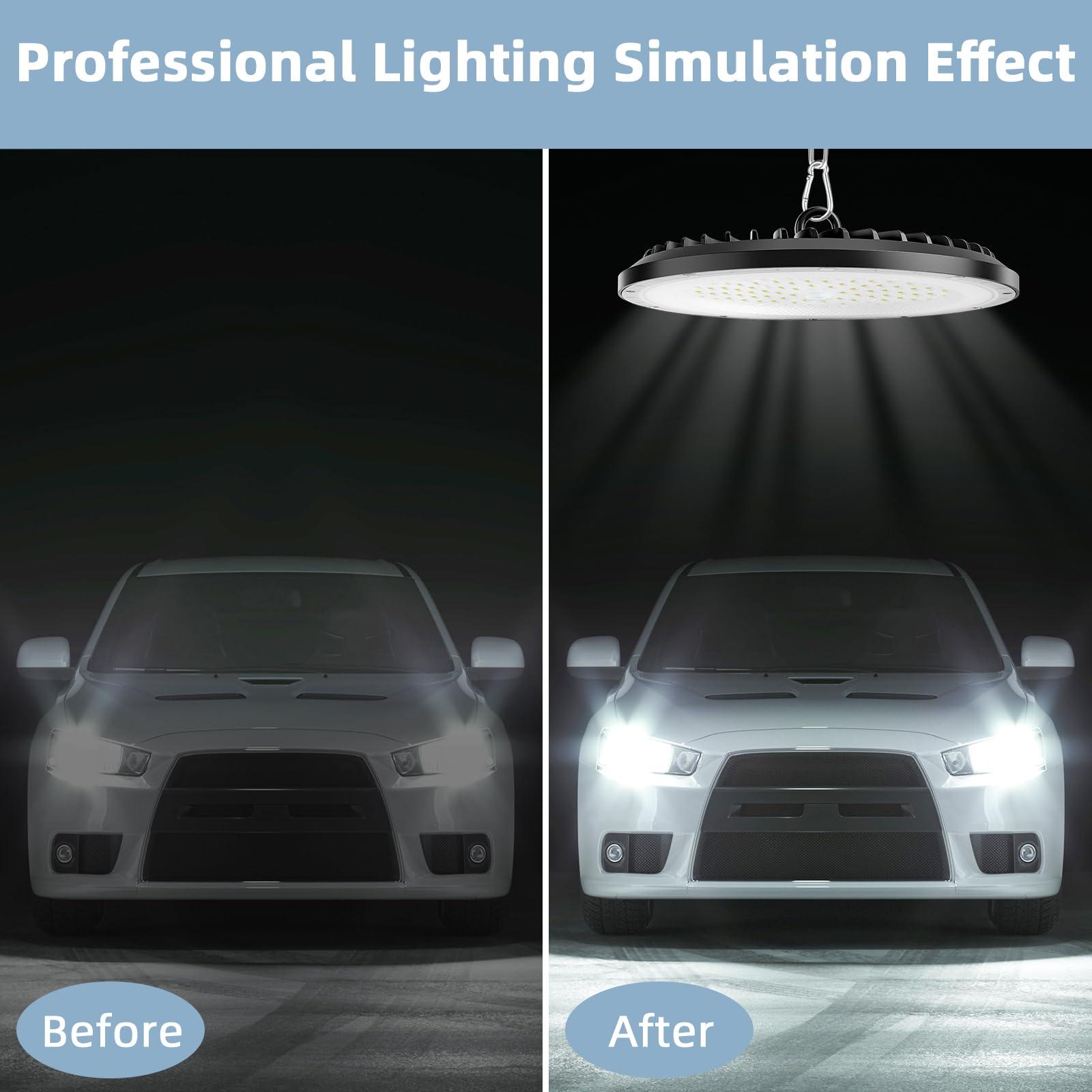 ZXICH 100W UFO LED high Bay Light, 15000LM, 6000K Cool White UFO LED Workshop lamp - Image 4