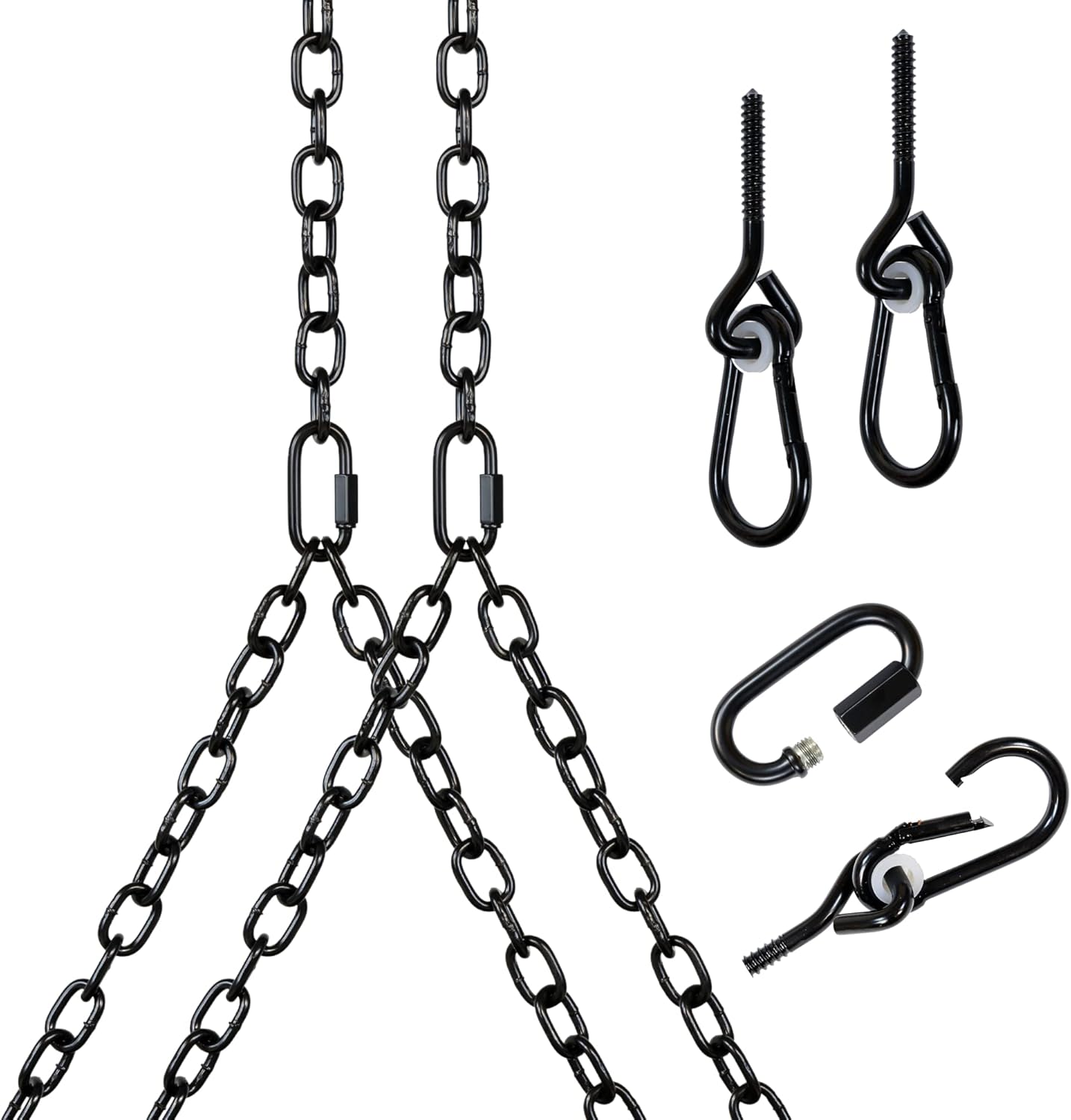 Heavy Duty 700 Lb Porch Swing Black Hanging Chain Kit (8 Foot Ceiling)